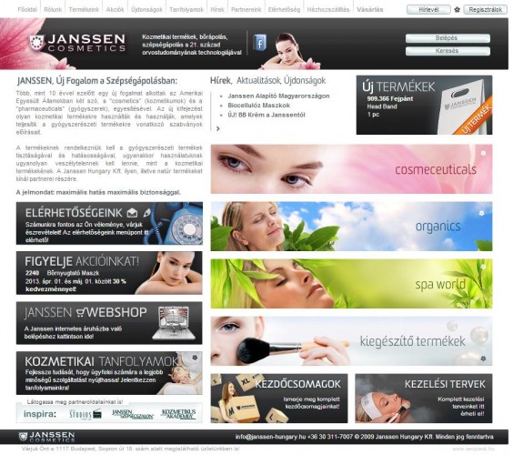 Weboldal készítés a Janssen Cosmeceutical részére